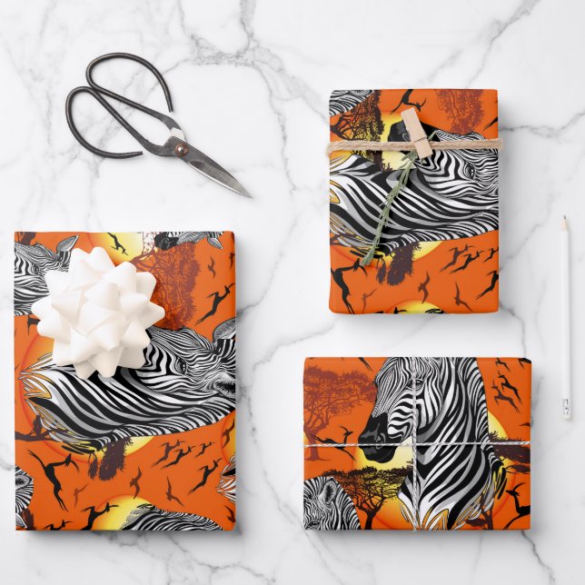 Feuille De Papier Cadeau Zebra African Savanna Wild Animal (Recto)