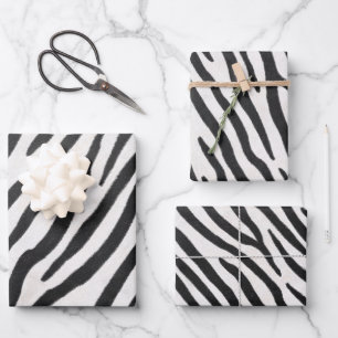 Feuille De Papier Cadeau Zebra Fur Poster de animal sauvage réaliste rayé