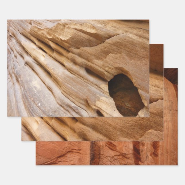 Feuille De Papier Cadeau Zion Canyon Mur I Abstrait Nature Photographie (Lot)