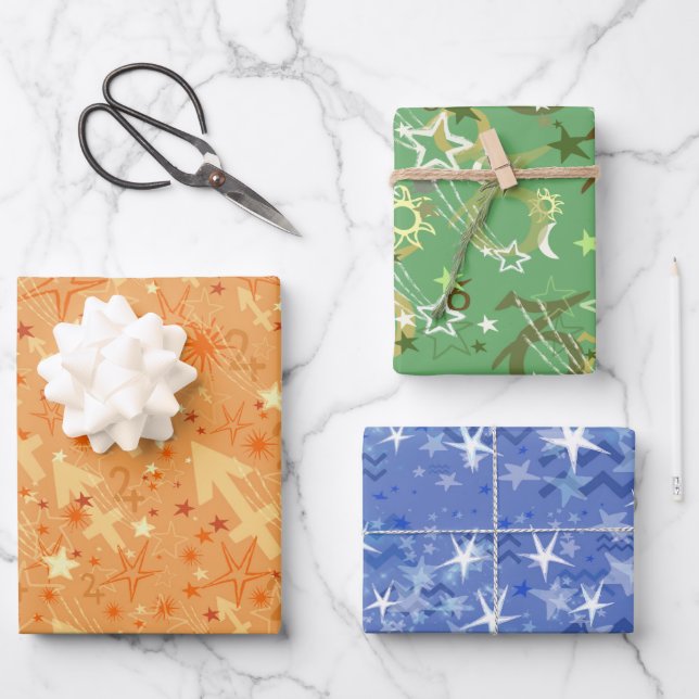 Feuille De Papier Cadeau Zodiac Sagittaire Capricorne CancerTrio (Recto)