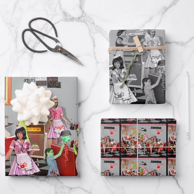 Feuille De Papier Cadeau Zombie Diner (Recto)