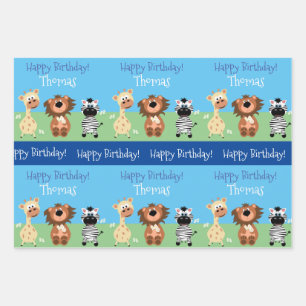 Feuille De Papier Cadeau Zoo personnalisé enfants à thème
