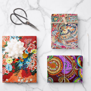 Feuille De Papier Cadeau Zsa Zsa Paisley, Mah Jongg et Melange