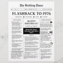 Feuille de papier d'anniversaire du journal Faux M