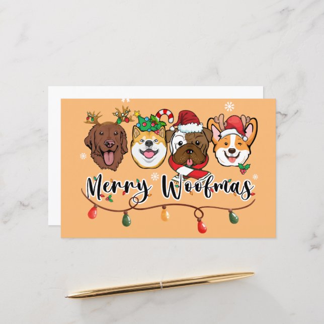 Feuille de papier de typographie Joyeux Woofmas (Devant/Arrière en situation)