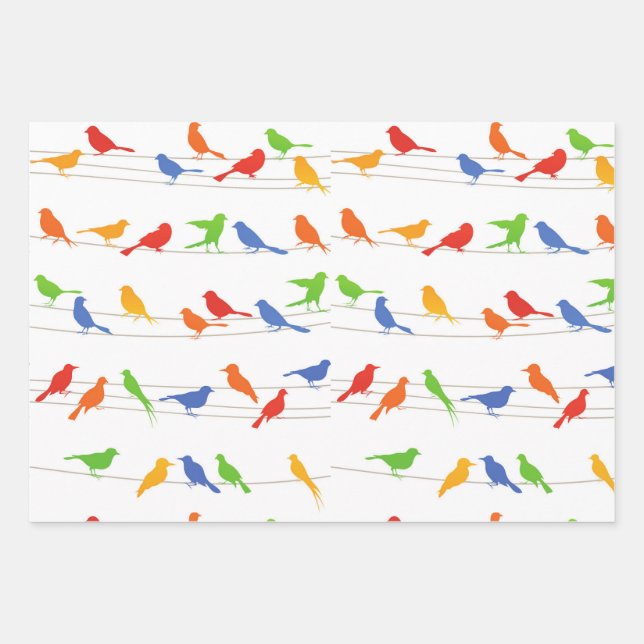 Feuille de papier d'enveloppement cadeau d'oiseaux (Devant 3)