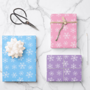 Feuille de papier d'enveloppement Pastel Snowflake