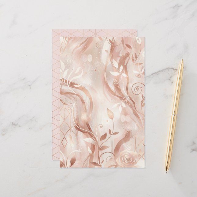 Feuille de papier double face esthétique rose gold (Devant/Arrière en situation)