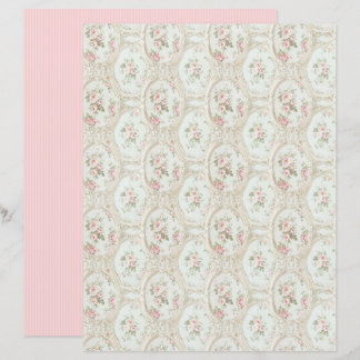 Feuille de papier floral rose coquette vintage