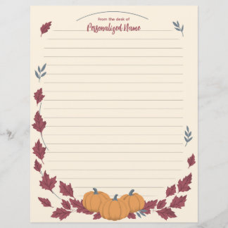 Feuille de papier ligné aux murmures de l'automne