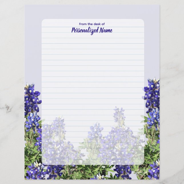 Feuille de papier lin Texas Bluebonnets (Devant)