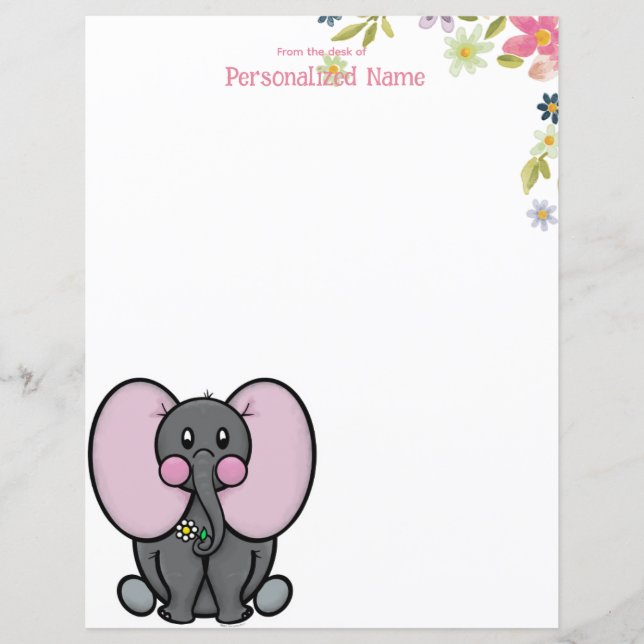 Feuille de papier non doublée Ellie Phant Floral (Devant)