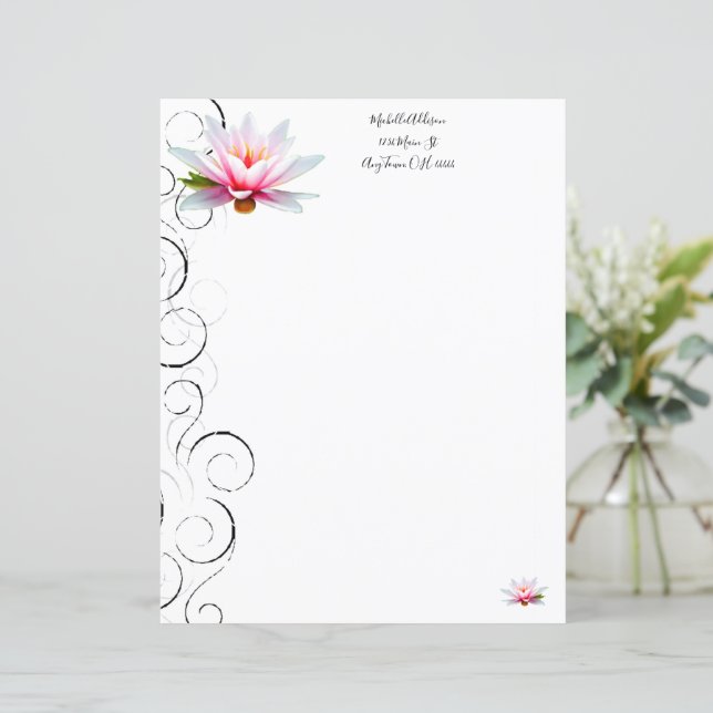 Feuille de papier personnalisée Lily d'eau (Debout devant)