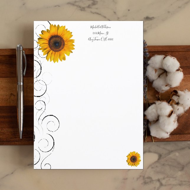 Feuille de papier personnalisée tournesol (Créateur téléchargé)