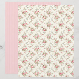 Feuille de papier pour scrapbook floral rose coque