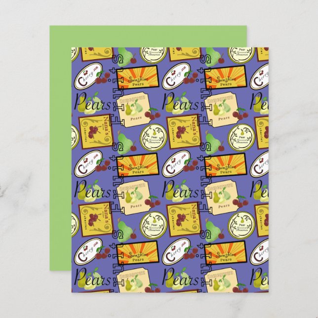 Feuille de papier scrapbook Étiquettes de fruits v (Devant / Derrière)