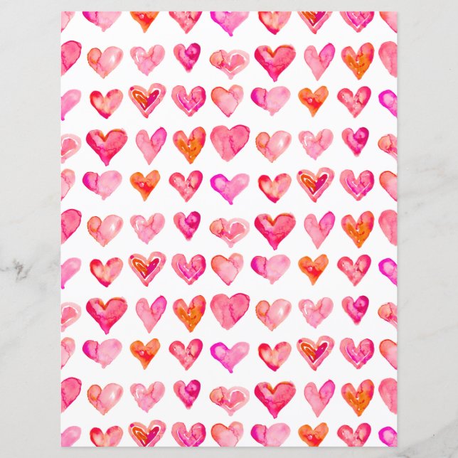 Feuille de papier Valentine Pink Hearts (Devant)