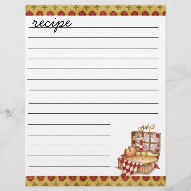 feuille de recette (Devant)