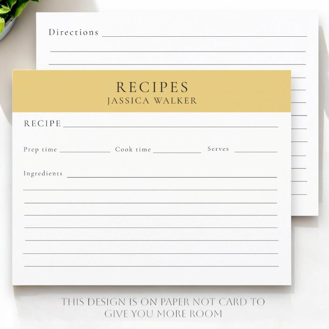 Feuille de recette moderne Simple élégant (recipe sheet modern and simple design )