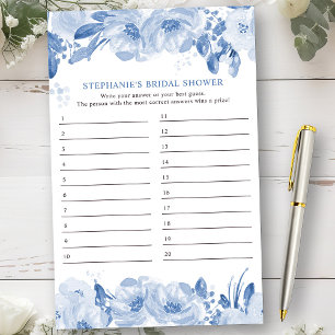 Feuille de réponses de jeu de Baby Shower Fleurie 