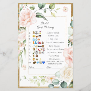 Feuille de réponses de la photo Emoji nuptiale