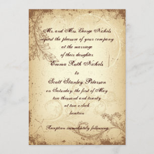 Feuille de rouleau faire-part de mariage beige vin