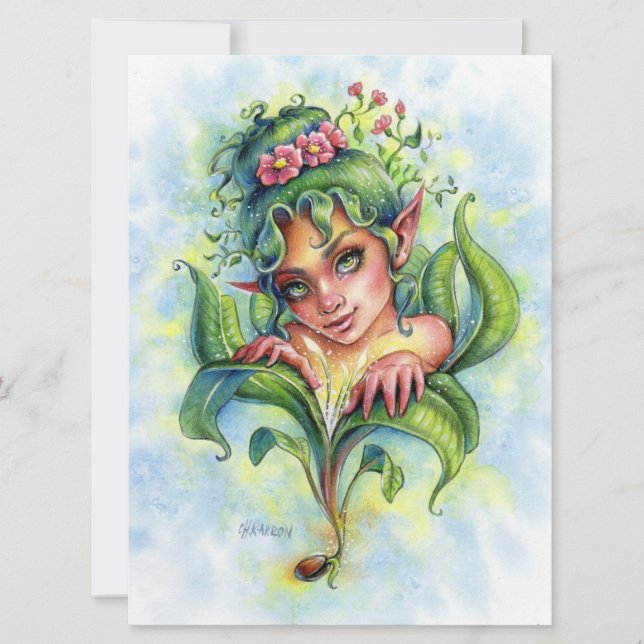 Feuille de semis Fée Cute Girl Carte d'art (Devant)