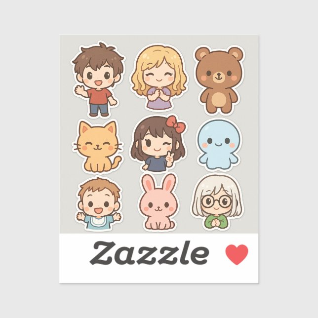 Feuille de stickers Mini Kawaii Chibi – Enfants et (Feuille)