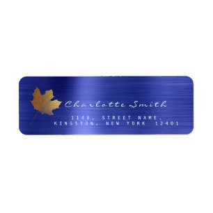 Feuille d'érable dorée Cobalt Blue Steel RSVP Étiq
