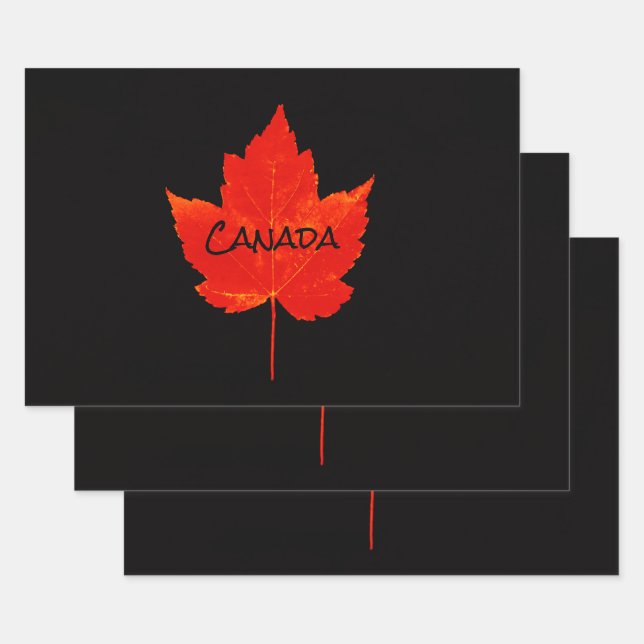 Feuille d'érable noire rouge de la fête du Canada (Lot)
