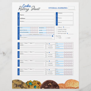 Feuille d'évaluation des cookies - Bleu