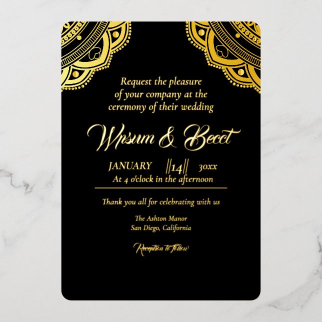 Feuille d'or et conception de carte d'invitation d (Recto)