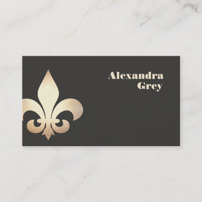 Feuille d'or Fleur de Lis Carte de visite (Devant)