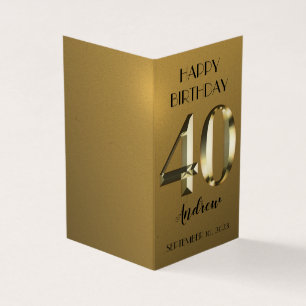 Feuille d'or métallique 40e anniversaire carte