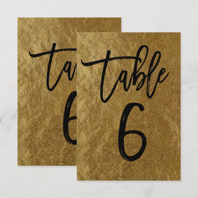Feuille d'or Moderne Écrit Numéro de Table 6 (Devant / Derrière)