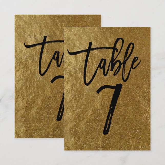 Feuille d'or Moderne Écrit Numéro de Table 7 (Devant / Derrière)