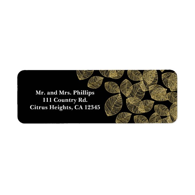 Feuille d'or Noir Automne Mariage d'élégance (Devant)