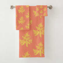 Feuille d'or sur Motif botanique de corail