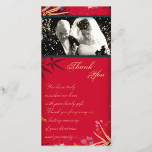 Feuille en bambou vintage de carte photo de Merci