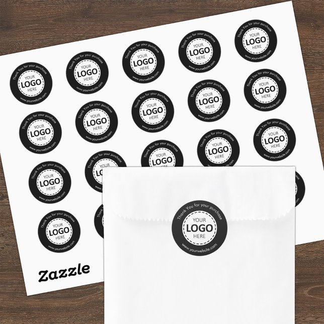 Feuille Logo / Stickers Noir Texte Personnalisé (Créateur téléchargé)