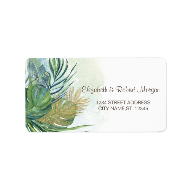 Feuille Mariage d'été  Tropical Palm Étiquette (Devant)