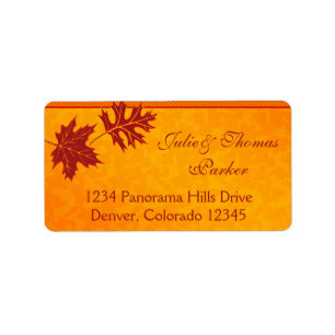 Feuille Mariage Orange Étiquettes de adresse