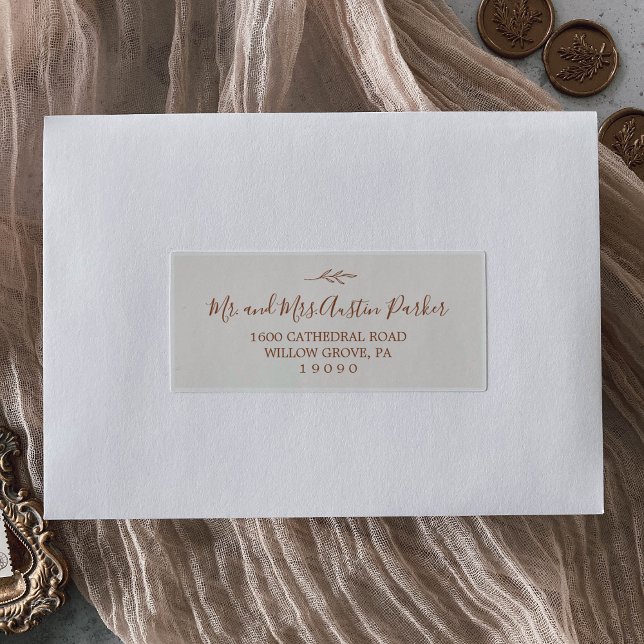 Feuille minimale | Boho Cream Étiquettes de adress (Créateur téléchargé)
