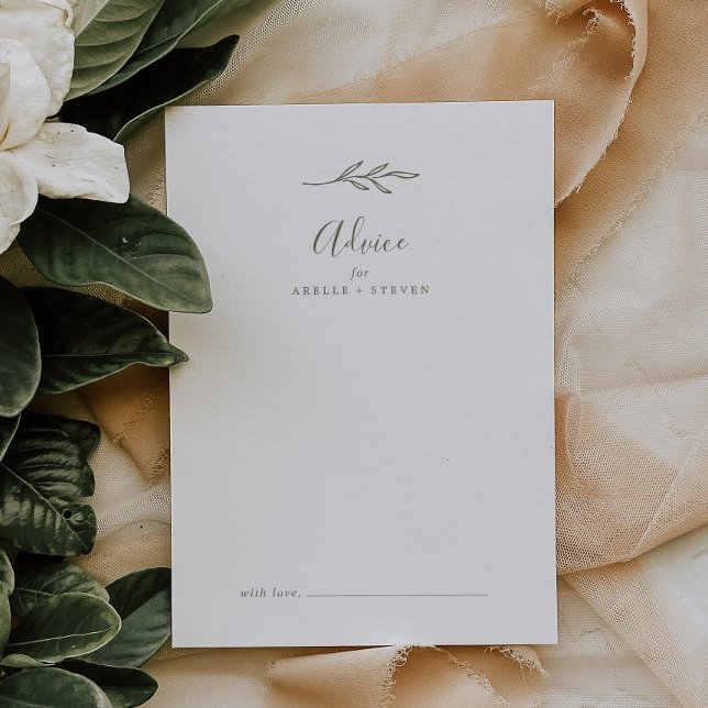 Feuille minimale | Carte de conseil Mariage vert o (Créateur téléchargé)