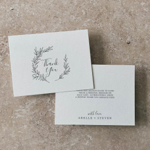 Feuille minimale Carte de remerciements gris fon