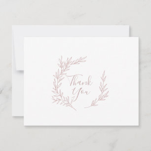 Feuille minimale   Carte de remerciements rose pâl
