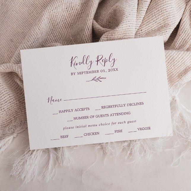 Feuille minimale | Carte RSVP Choix du menu de l'a (Créateur téléchargé)