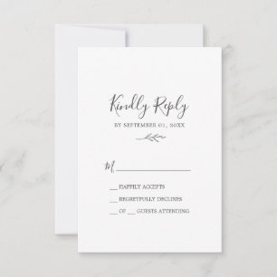 Feuille minimale Carte RSVP simple gris foncé