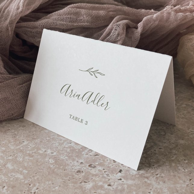 Feuille minimale | Cartes de Mariage vert olive (Créateur téléchargé)