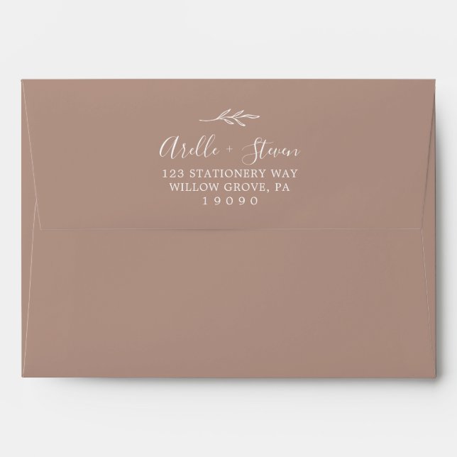 Feuille minimale | Enveloppe Faire-part de mariage (Dos (Haut rabat))